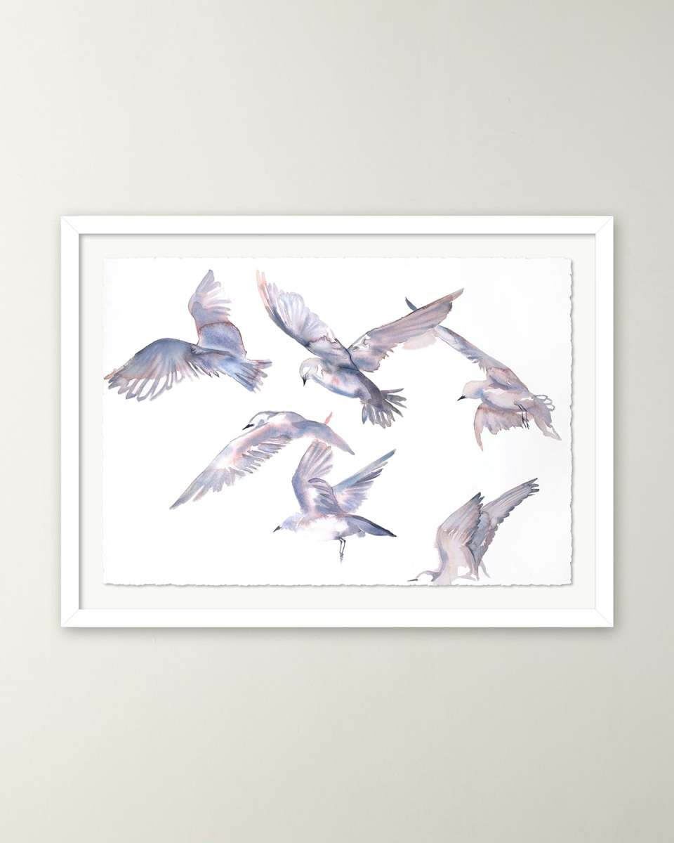 "Seagulls in Flight" Framed Giclee Print by Elizabeth Becker